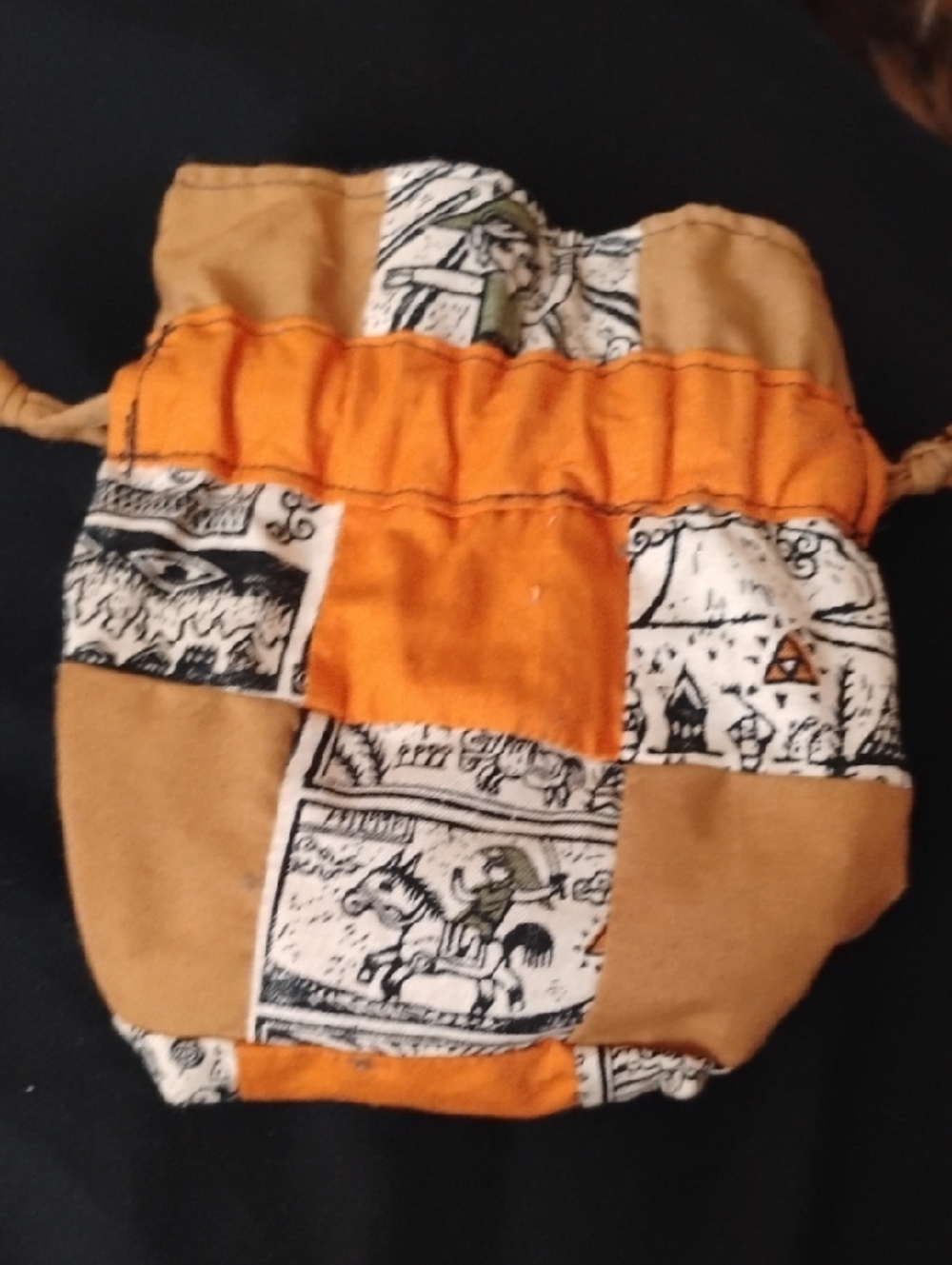 Handmade Zelda Inspired Drawstring Pouch in Orange and Tan🍊✨